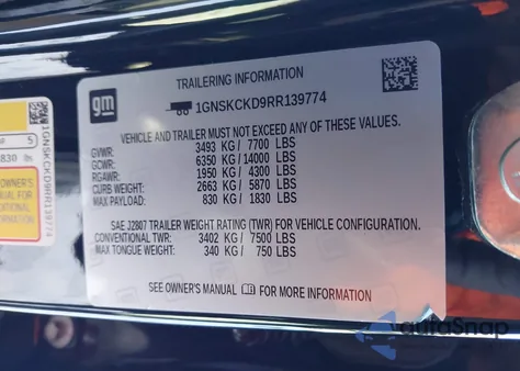 2024 Chevrolet Suburban 4Wd Lt из США, поврежденный, VIN 1GNSKCKD9RR139774